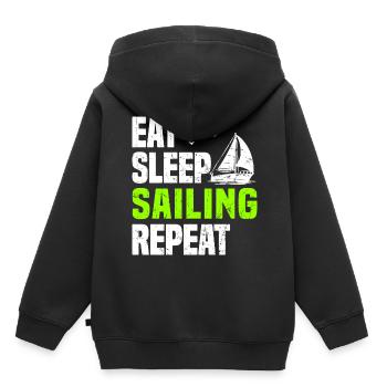 Segelschiff - Kinder Premium Organic Hoodie - Schwarz - Hinten - AI Model Kid Male (0cm)