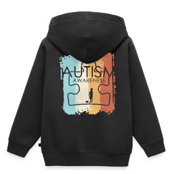 Journée de sensibilisation à l'autisme autiste Autist - Sweat Premium à capuche enfant bio - noir - Dos - AI Model Kid Male (0cm)
