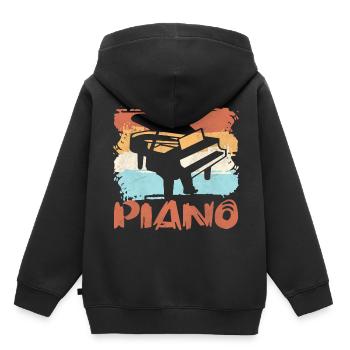Piano Pianist Klavier Musikschule Musiker - Kinder Premium Organic Hoodie - Schwarz - Hinten - AI Model Kid Male (0cm)