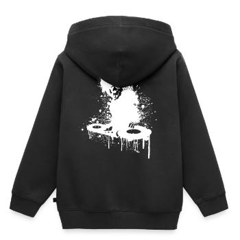 Plateau tournant splash - Sweat Premium à capuche enfant bio - noir - Dos - AI Model Kid Male (0cm)