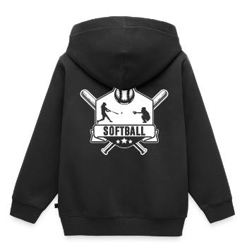 softball - Sweat Premium à capuche enfant bio - noir - Dos - AI Model Kid Male (0cm)