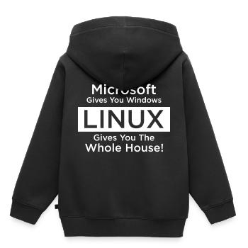 Linux gives you the whole house - Kids Premium Organic Hoodie - black - Back - AI Model Kid Male (0cm)