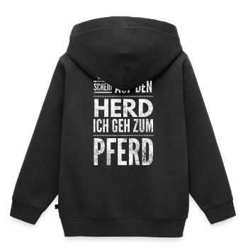Scheiß auf den Herd Pferd Geschenk - Kinder Premium Organic Hoodie - Schwarz - Hinten - AI Model Kid Male (0cm)