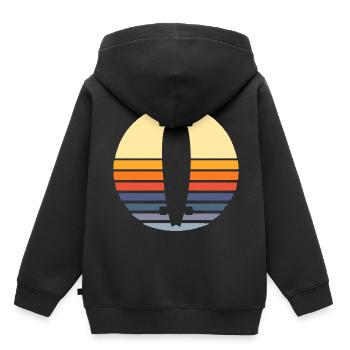 Longboard - Kinder Premium Organic Hoodie - Schwarz - Hinten - AI Model Kid Male (0cm)