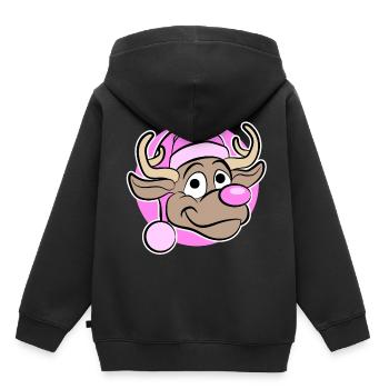 Christmas in Pink - Reindeer in Pink - Kids Premium Organic Hoodie - black - Back - AI Model Kid Male (0cm)
