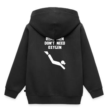 Real men do not need oxygen - Kids Premium Organic Hoodie - black - Back - AI Model Kid Male (0cm)