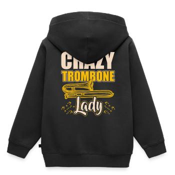 Crazy Trombone Lady Trombone Trombone - Sweat Premium à capuche enfant bio - noir - Dos - AI Model Kid Male (0cm)