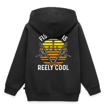 Fischer Fischerei Angelrute - Kinder Premium Organic Hoodie - Schwarz - Hinten - AI Model Kid Male (0cm)