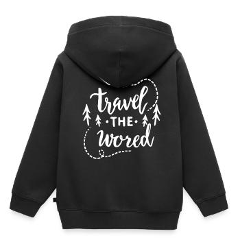 Voyage de voyage - Sweat Premium à capuche enfant bio - noir - Dos - AI Model Kid Male (0cm)