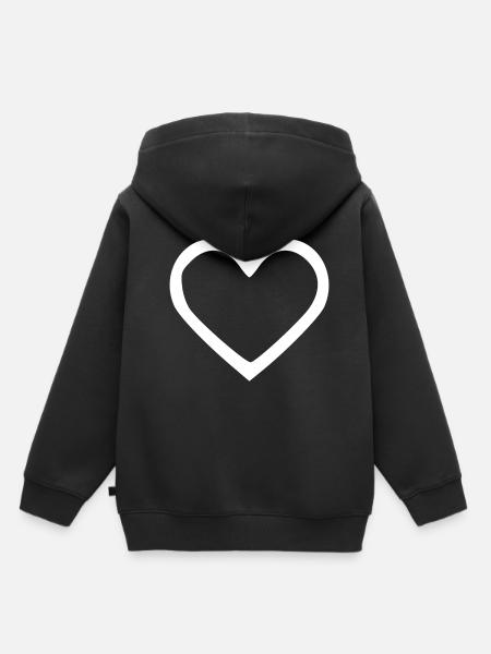 Herzform - Kinder Premium Organic Hoodie - Schwarz