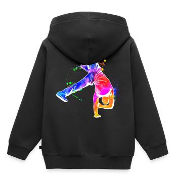 Idée cadeau breakdance - Sweat Premium à capuche enfant bio - noir - Dos - AI Model Kid Male (0cm)