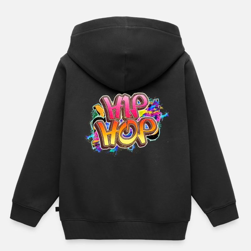 Idée de cadeau cadeau hip-hop graffiti - Sweat Premium à capuche enfant bio - noir