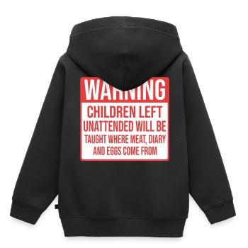 Avertissement vegan vegan vegan funny - Sweat Premium à capuche enfant bio - noir - Dos - AI Model Kid Male (0cm)