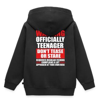 Warnung Offiziell Teenager - Kinder Premium Organic Hoodie - Schwarz - Hinten - AI Model Kid Male (0cm)