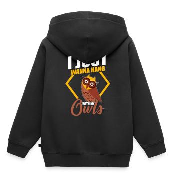 Ich will nur mit meinen Eulen hängen Eule Lustig - Kinder Premium Organic Hoodie - Schwarz - Hinten - AI Model Kid Male (0cm)
