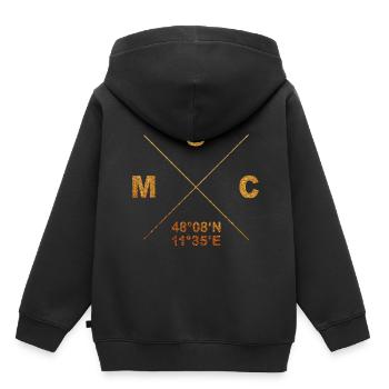 Munich MUC coordinates gift home Bavaria - Kids Premium Organic Hoodie - black - Back - AI Model Kid Male (0cm)