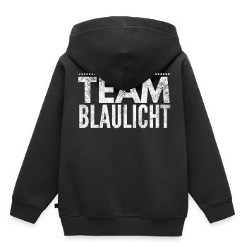 Team Blaulicht Geschenk - Kinder Premium Organic Hoodie - Schwarz - Hinten - AI Model Kid Male (0cm)