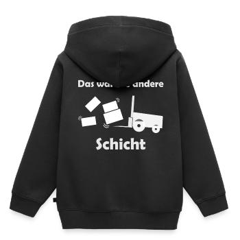 Logistiker und Schicht - Kinder Premium Organic Hoodie - Schwarz - Hinten - AI Model Kid Male (0cm)