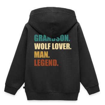 Légende du petit-fils loup - Sweat Premium à capuche enfant bio - noir - Dos - AI Model Kid Male (0cm)
