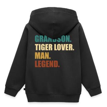 Légende du petit-enfant tigre - Sweat Premium à capuche enfant bio - noir - Dos - AI Model Kid Male (0cm)