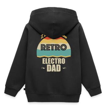 Rétro Electro Père - Sweat Premium à capuche enfant bio - noir - Dos - AI Model Kid Male (0cm)
