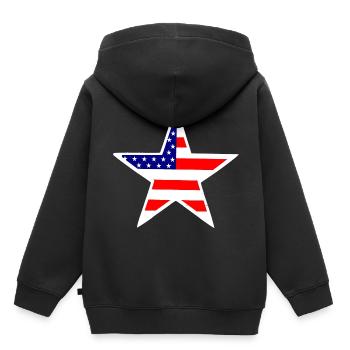 Étoile américaine - Sweat Premium à capuche enfant bio - noir - Dos - AI Model Kid Male (0cm)