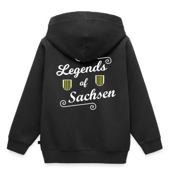 Les légendes saxonnes - Sweat Premium à capuche enfant bio - noir - Dos - AI Model Kid Male (0cm)