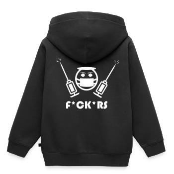 Le retour des mesures - Sweat Premium à capuche enfant bio - noir - Dos - AI Model Kid Male (0cm)