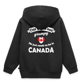 Chez nous au Canada - Sweat Premium à capuche enfant bio - noir - Dos - AI Model Kid Male (0cm)