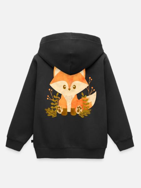 Renard mignon - Sweat Premium à capuche enfant bio - noir