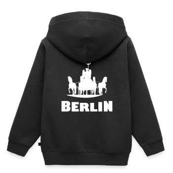 Les Berlinois - Sweat Premium à capuche enfant bio - noir - Dos - AI Model Kid Male (0cm)