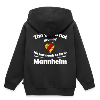 Chez lui à Mannheim - Sweat Premium à capuche enfant bio - noir - Dos - AI Model Kid Male (0cm)