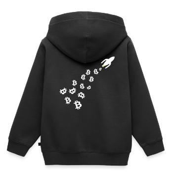 MIt Coins ins All - Kinder Premium Organic Hoodie - Schwarz - Hinten - AI Model Kid Male (0cm)