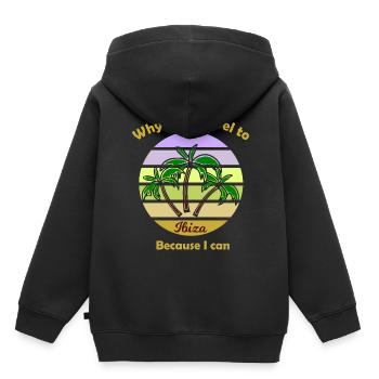 Vacances aux îles Baléares - Sweat Premium à capuche enfant bio - noir - Dos - AI Model Kid Male (0cm)