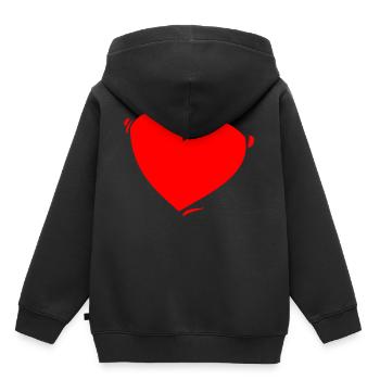 Rotes Herz - Kinder Premium Organic Hoodie - Schwarz - Hinten - AI Model Kid Male (0cm)