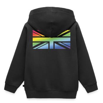 Union Jack / Regenbogenfahne (United Kingdom) - Kinder Premium Organic Hoodie - Schwarz - Hinten - AI Model Kid Male (0cm)
