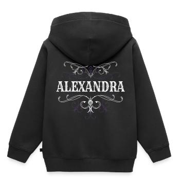 Alexandra Surname First name personalized - Kids Premium Organic Hoodie - black - Back - AI Model Kid Male (0cm)
