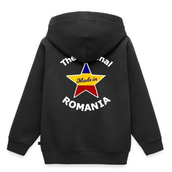 Touriste en Roumanie - Sweat Premium à capuche enfant bio - noir - Dos - AI Model Kid Male (0cm)