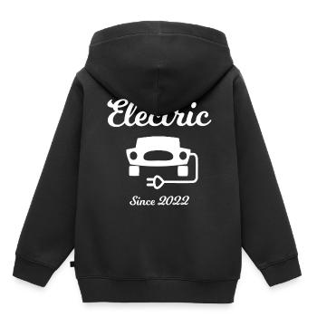 Électrique depuis 2022 - Sweat Premium à capuche enfant bio - noir - Dos - AI Model Kid Male (0cm)