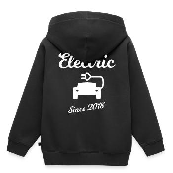 Électrique depuis 2018 - Sweat Premium à capuche enfant bio - noir - Dos - AI Model Kid Male (0cm)