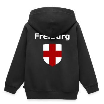 Les Fribourgeois - Sweat Premium à capuche enfant bio - noir - Dos - AI Model Kid Male (0cm)