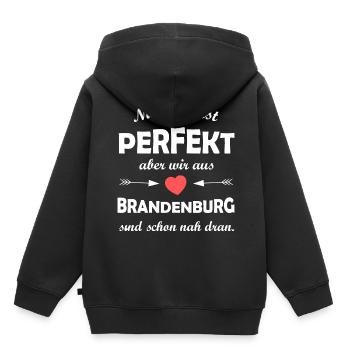 Die Heimat in Brandenburg - Kinder Premium Organic Hoodie - Schwarz - Hinten - AI Model Kid Male (0cm)