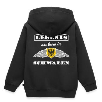 La puissance de la Souabe - Sweat Premium à capuche enfant bio - noir - Dos - AI Model Kid Male (0cm)