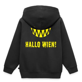 Hallo Wien! Fratze & Schriftzug (Halloween / Y) - Kinder Premium Organic Hoodie - Schwarz - Hinten - AI Model Kid Male (0cm)