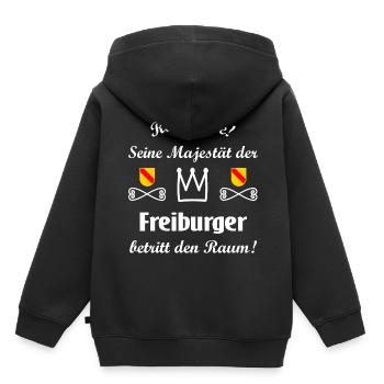 La Majesté de Fribourg - Sweat Premium à capuche enfant bio - noir - Dos - AI Model Kid Male (0cm)