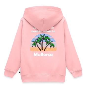 Vacances à Majorque - Sweat Premium à capuche enfant bio - rose - Dos - AI Model Kid Female (0cm)