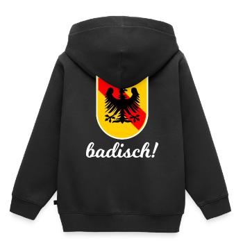 Badisch ist ein Gefühl - Kinder Premium Organic Hoodie - Schwarz - Hinten - AI Model Kid Male (0cm)