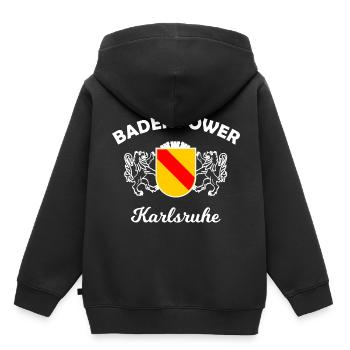 Die Heimatstadt Karlsruhe - Kinder Premium Organic Hoodie - Schwarz - Hinten - AI Model Kid Male (0cm)