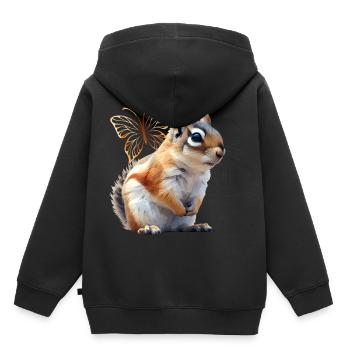 Fliegendes Eichhörnchen - Kinder Premium Organic Hoodie - Schwarz - Hinten - AI Model Kid Male (0cm)