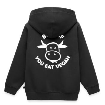 Die Veganer und Vegetarier - Kinder Premium Organic Hoodie - Schwarz - Hinten - AI Model Kid Male (0cm)